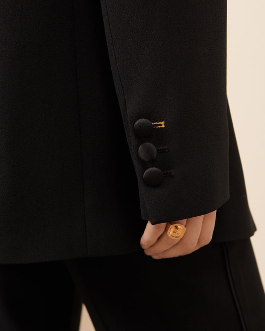 Faubourg Smoking Jacket - Chic black Maison Sarah Lavoine Black Acetate 3