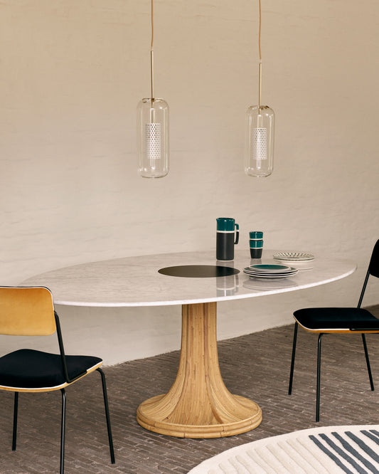 Riviera Table - Natural / White Marble