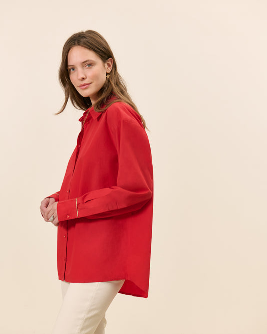 Chemise Haussmann - Rouge Coton  1 - Mode Femme tendance