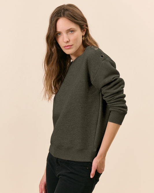 Sweat Passy - Kaki Coton  1 - Mode Femme tendance