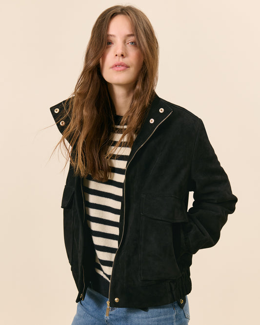 Blouson Alma - Noir Daim  1 - Mode Femme tendance