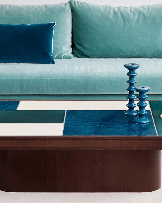 Dani Bleu Coffee Table - Blue design Maison Sarah Lavoine Blue Lava enameled 145 cm 40 cm 6