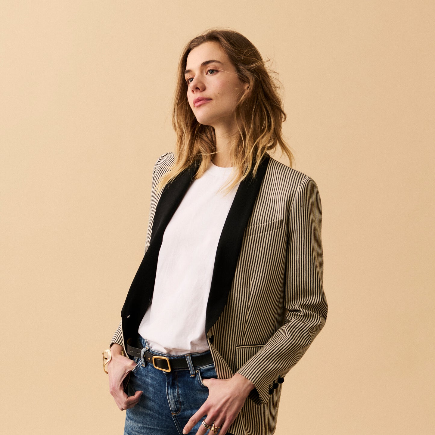 Veste Costume Raye Rousseau -  Noir & Blanc