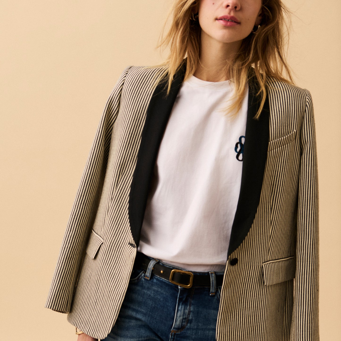 Veste Costume Raye Rousseau -  Noir & Blanc