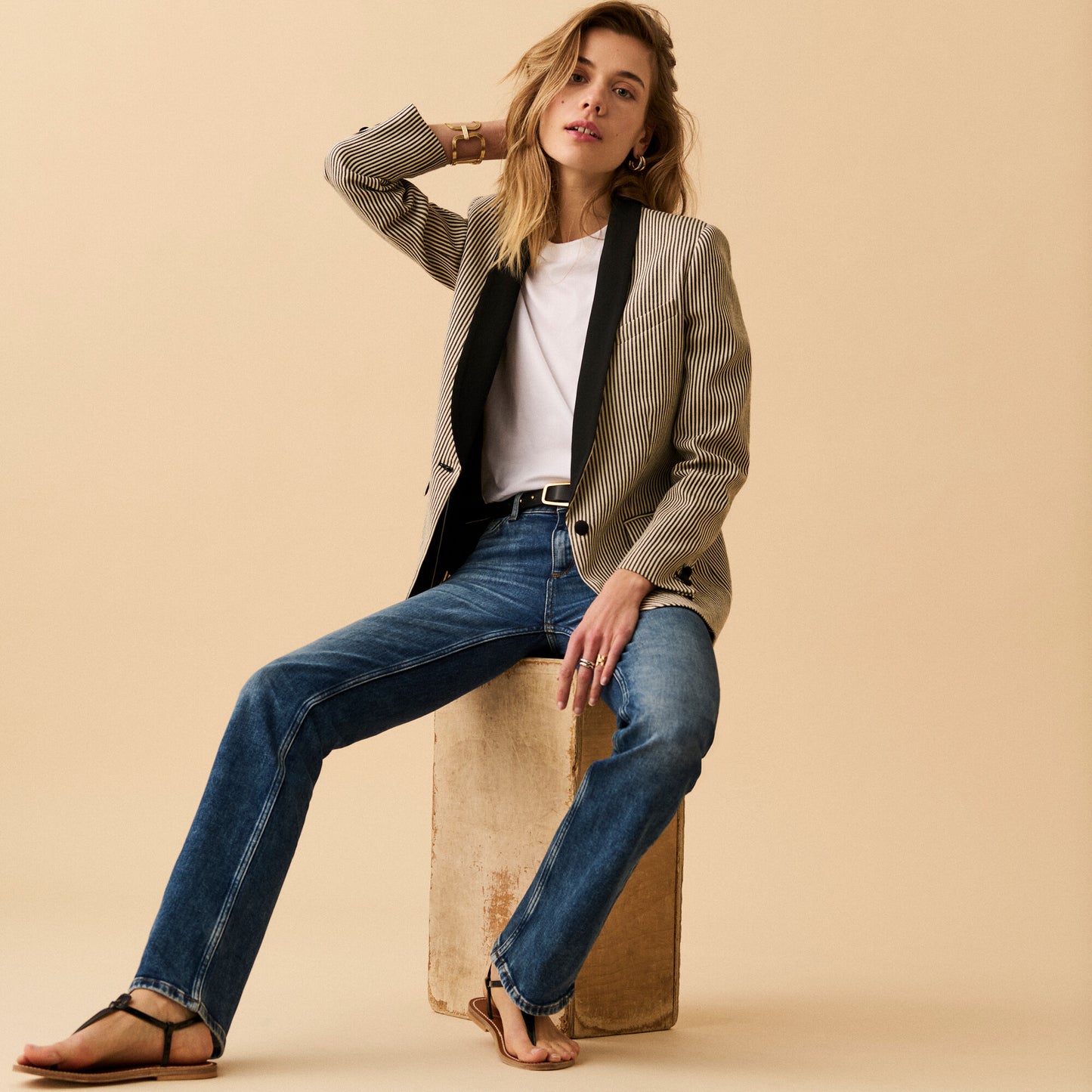Veste Costume Raye Rousseau -  Noir & Blanc