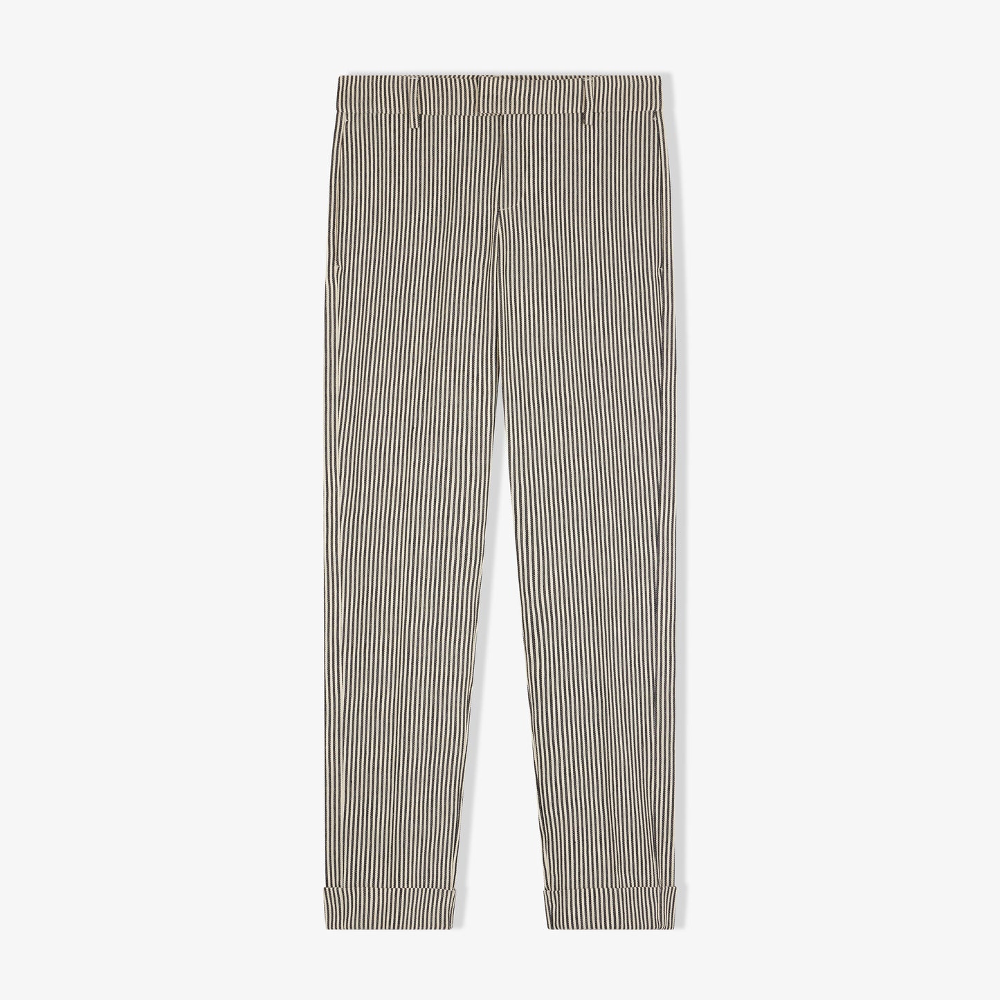 Black &amp; white striped suit pants