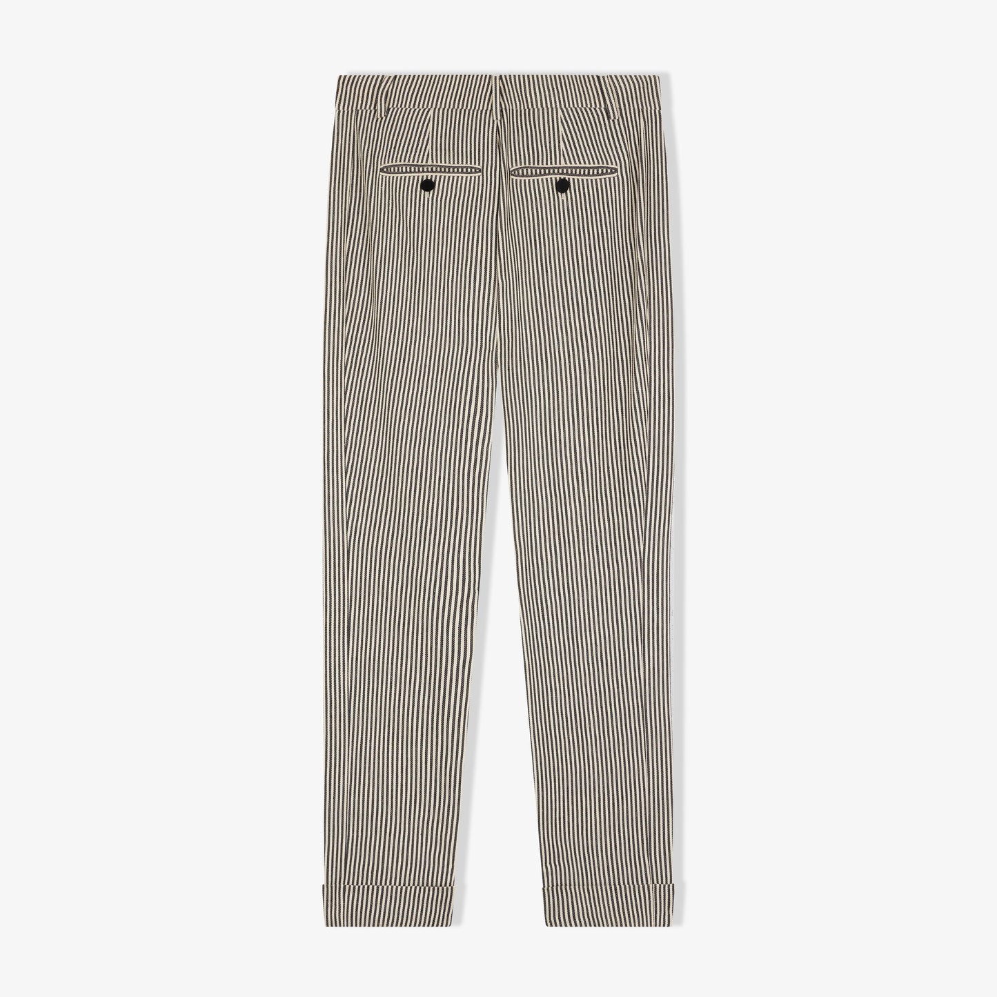 Black &amp; white striped suit pants