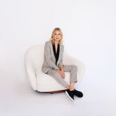 Black &amp; white striped suit pants