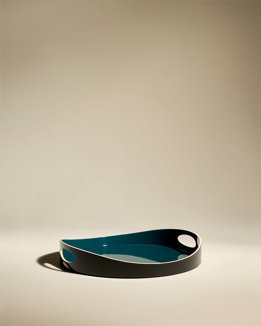 Plateau Basile - Bleu Sarah - Décoration Design -Petit Modèle | Bois laqué 1 - Décoration Design