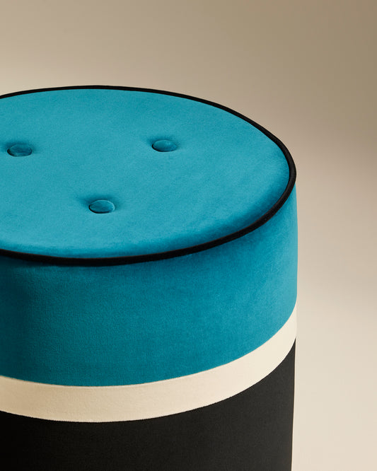 Pouf Léo - Bleu Sarah design Maison Sarah Lavoine Bleu Sarah Velours  43 cm 3