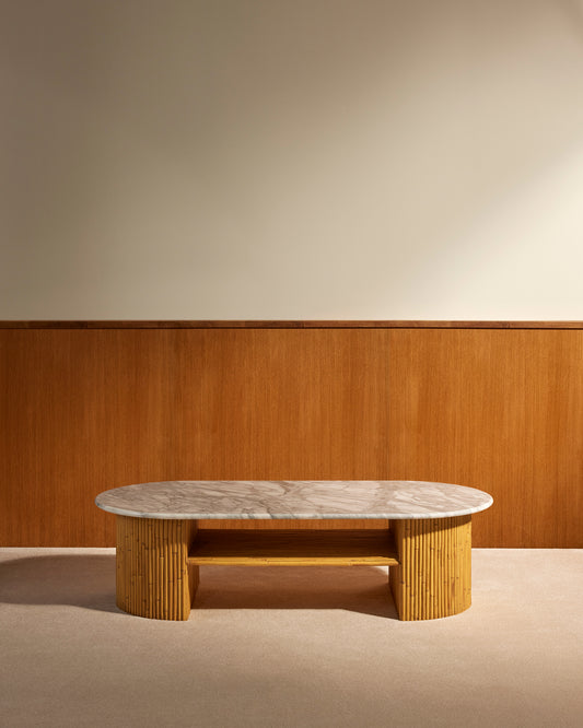 Table basse Riviera - Blanc design Maison Sarah Lavoine Ecru Marbre 144 cm 40 cm 1