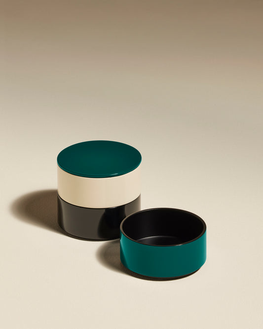 Boite ronde à bijoux Totem - Bleu Sarah design Maison Sarah Lavoine Bleu Sarah Bois laqué  11 cm 3