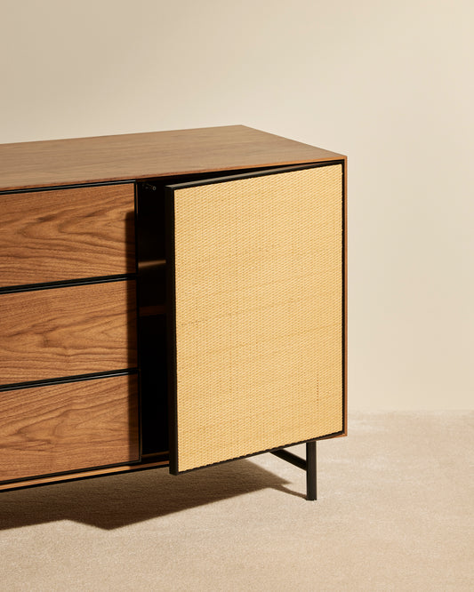 Enfilade Essence - Noyer moderne Maison Sarah Lavoine Noyer Moelle de rotin 180 cm 75 cm 3