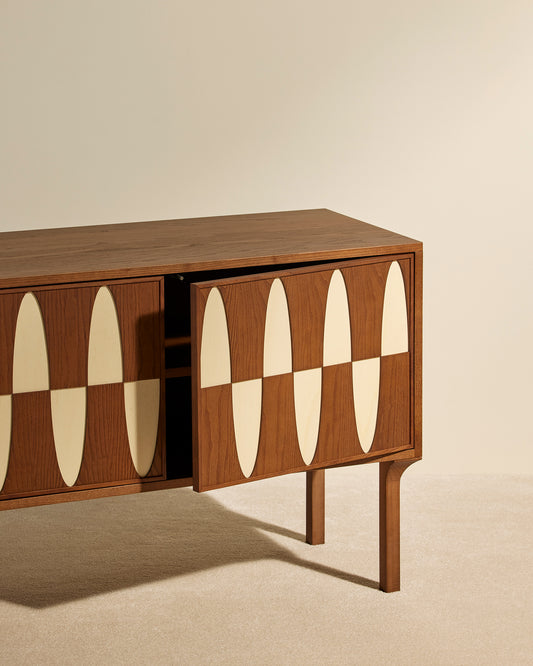 Enfilade Ecailles moderne Maison Sarah Lavoine Noyer Moelle de rotin 160 cm 75 cm 3