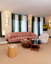 Boxie wall light - Tower table lamp - Riviera Palm tree pouf - Gégé side table - Puzzle coffee table - Colona candle holder - Bozzolo