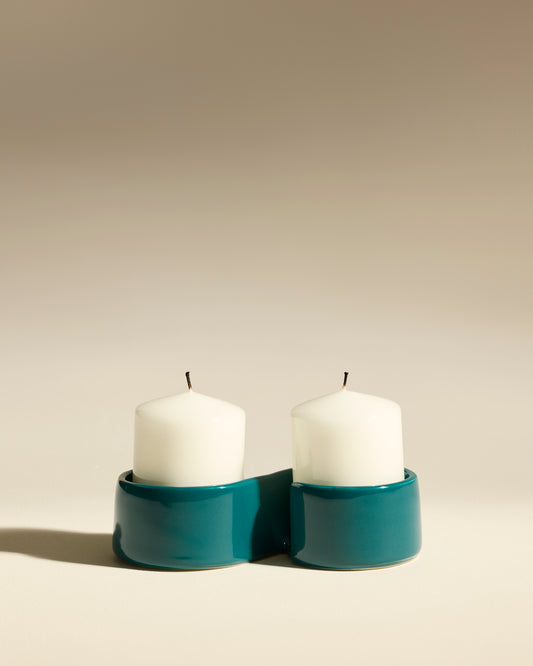 Bougeoir Toi Et Moi - Bleu Sarah  Bleu Sarah 1 - Décoration Design