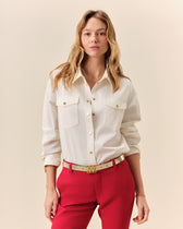 Claude Court red tuxedo pants