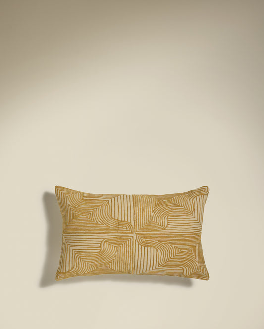 Rectangular ochre Onda cushion