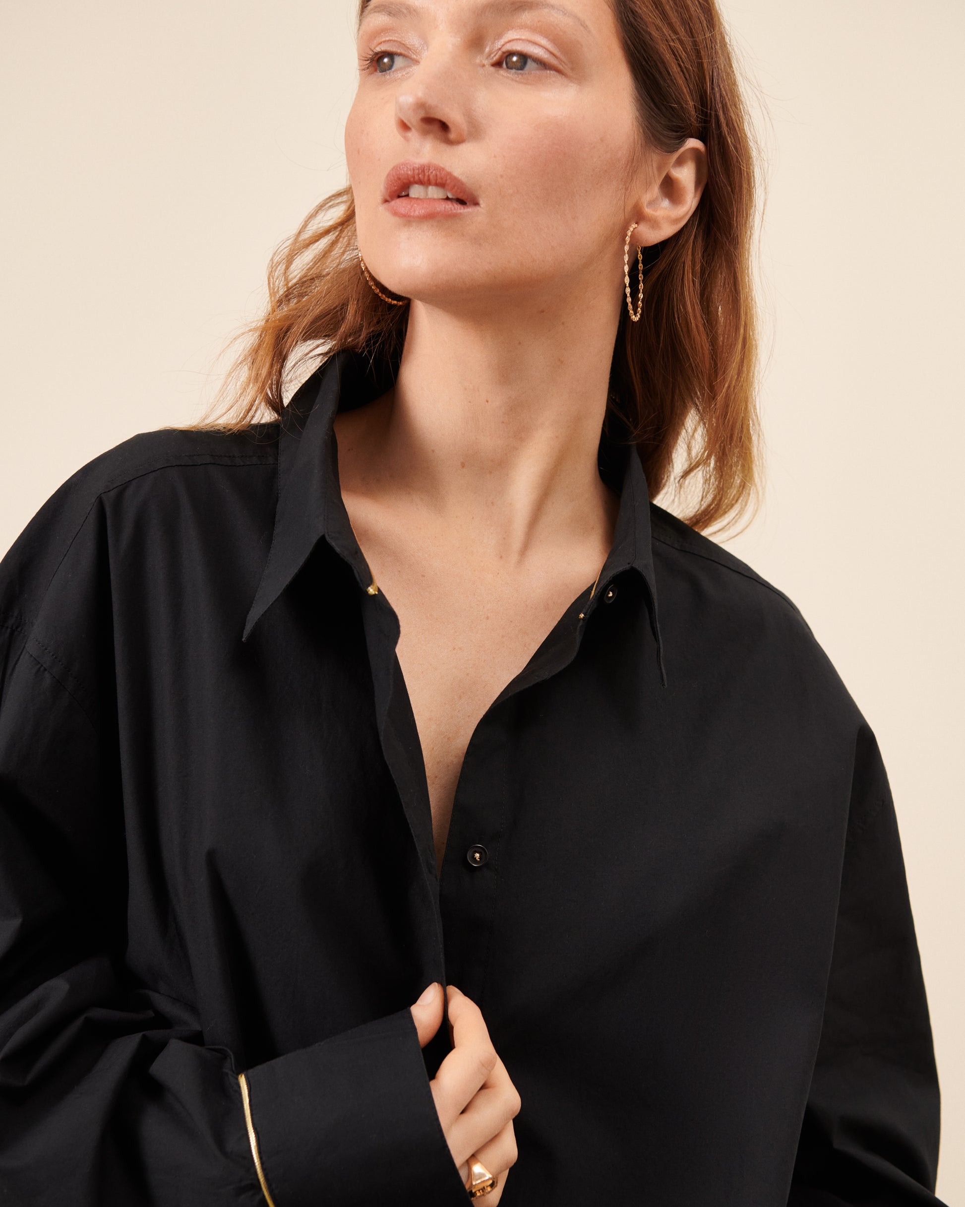 Haussmann Women's Shirt Black Oversize Maison Sarah Lavoine