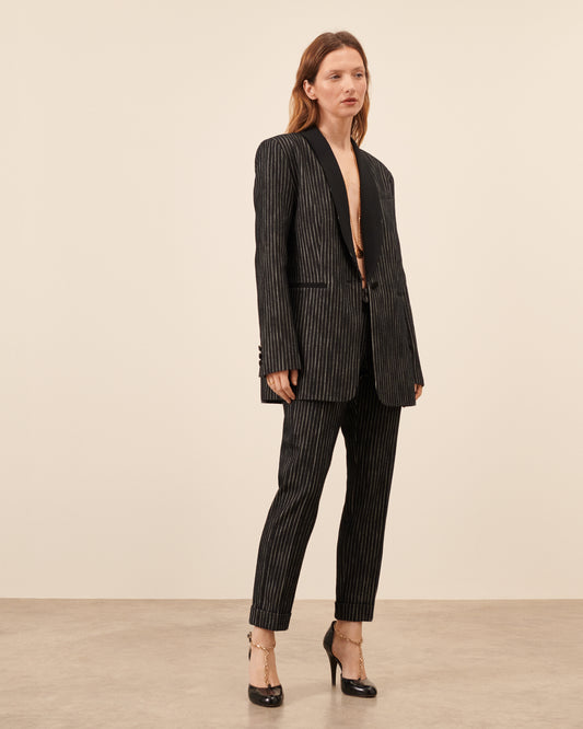 Pantalon Jourdain - Noir fluide, chic Maison Sarah Lavoine Noir / Blanc Coton    4