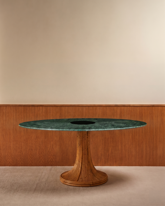 Riviera Table - Natural / Green Marble