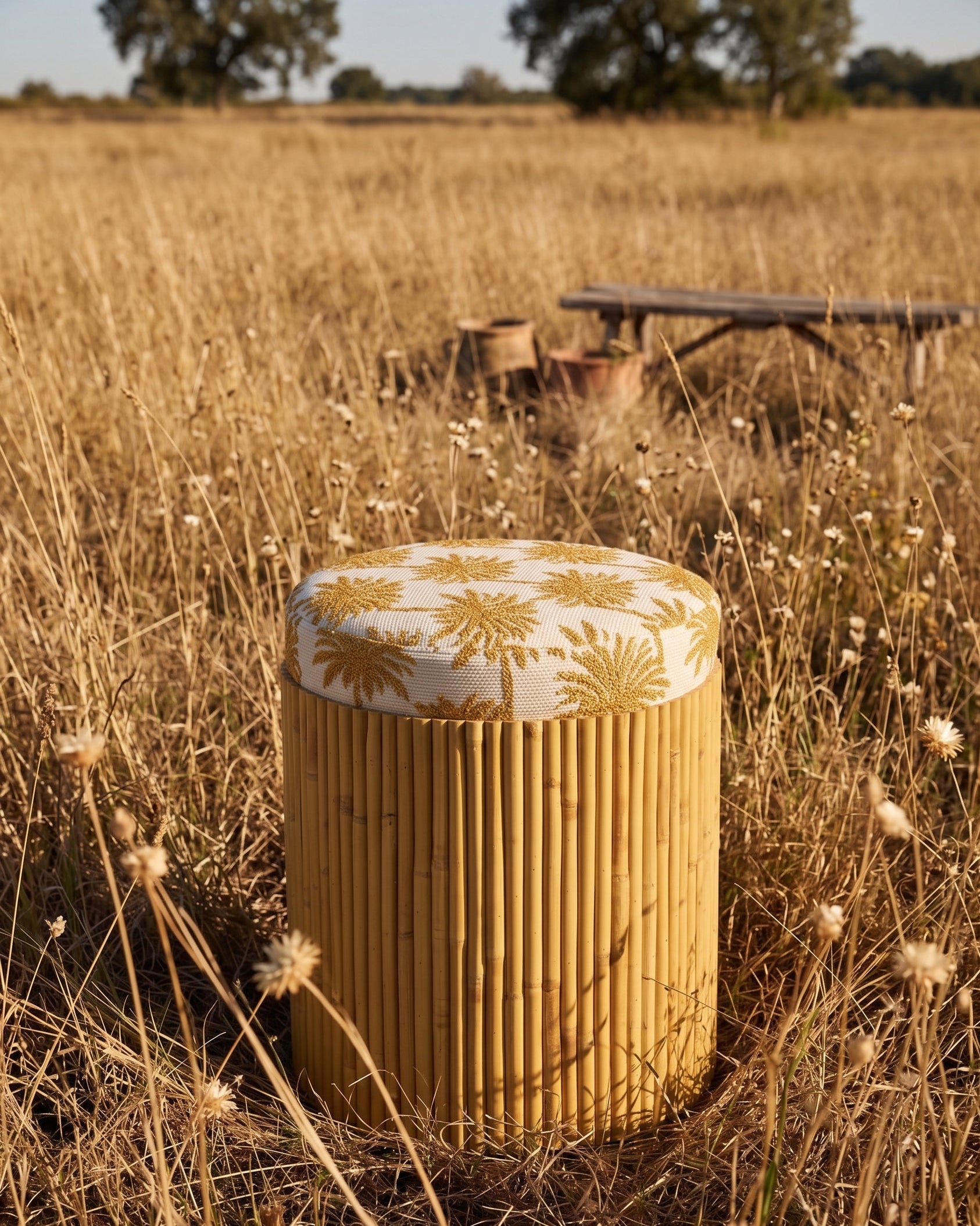 Riviera pouf Palm rattan Ocher Nature