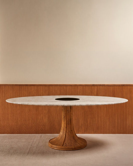 Riviera Table - Natural / White Marble