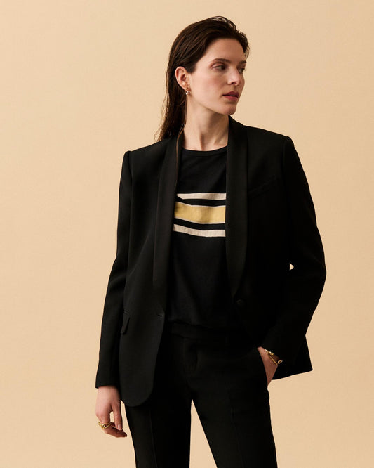 Veste de Smoking France - Noir Coupe droite 1 - Mode Femme tendance
