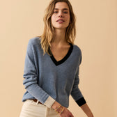 Voltaire V-Neck Sweater - Horizon Blue